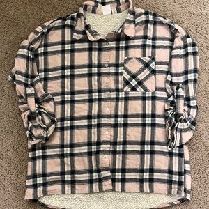 No Boundaries Pink and Black Plaid Button Down Shirt